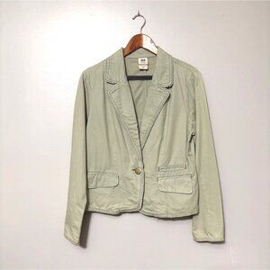 Faded Glory Originals Womens Sage Green Blazer Jacket Size 14 Cotton Missy